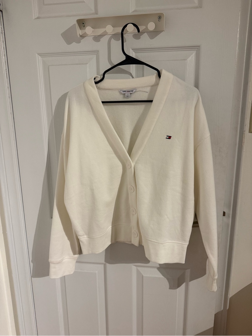 Tommy Hilfiger Off-White V-Neck Button Cardigan- Size US Large